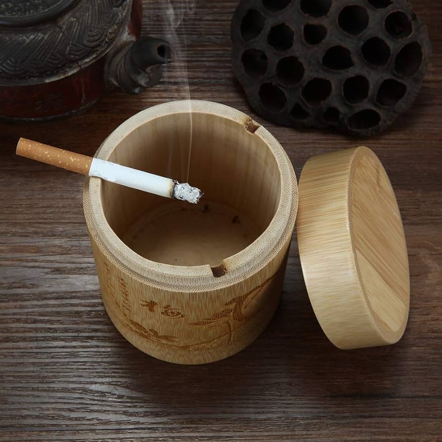 中国製　陶器飾り灰皿♥ Amazon.co.jp: タバコ用竹灰皿、中国式装飾防風灰皿、蓋付き